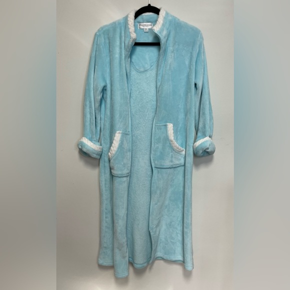 Miss Elaine Zip-up Robe / House Coat Blue Petite S - Picture 2 of 5